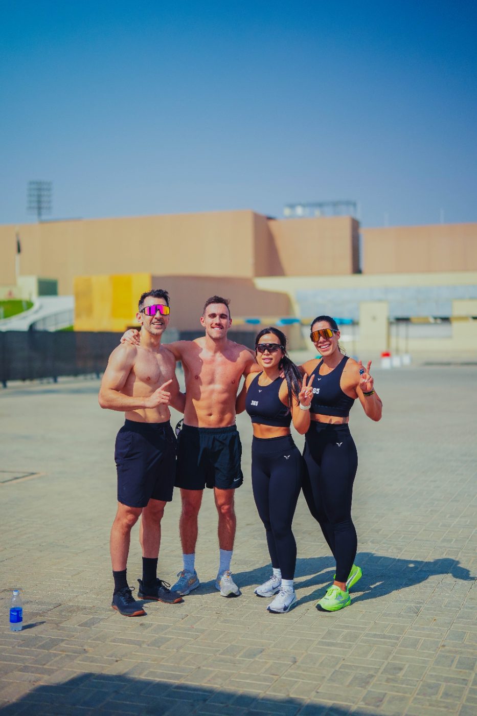 Four athletes together after a Primal race